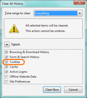 Delete Firefox Cookies