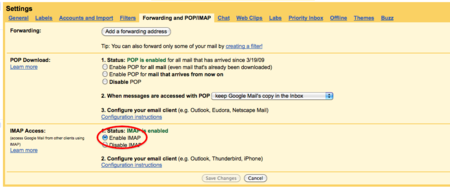 Gmail enable IMAP