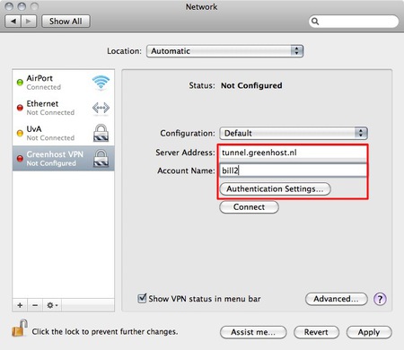 VPN on Mac OS X